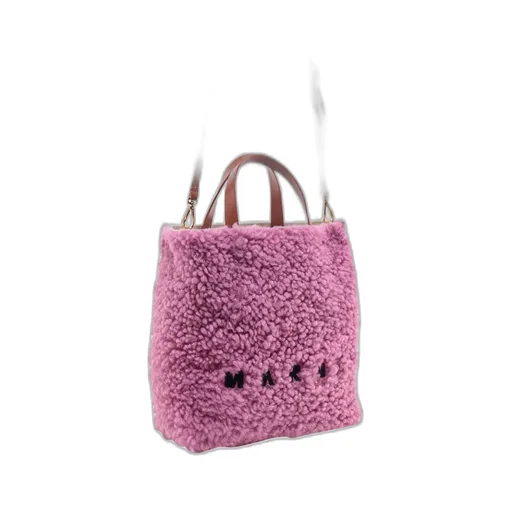Marni Museo Logo Embroidered Shearling Tote Bag