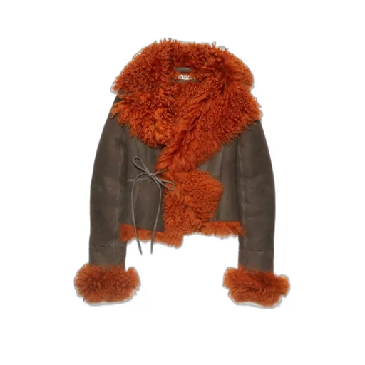 Logo Sheepskin Trimmed Casual Jacket