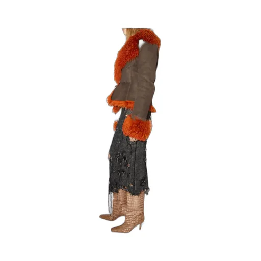 Logo Sheepskin Trimmed Casual Jacket