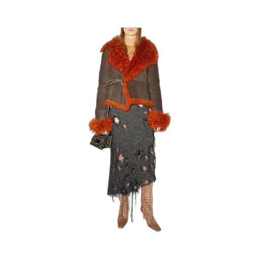 Logo Sheepskin Trimmed Casual Jacket