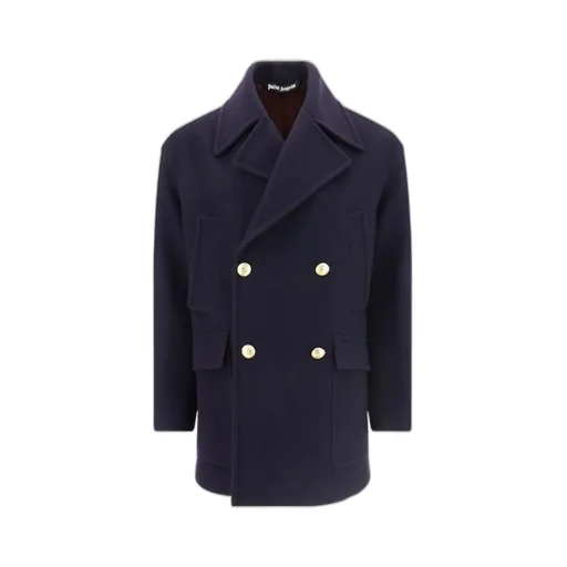 Palm Angels Palm Tree-Embroidered Double-Breasted Coat