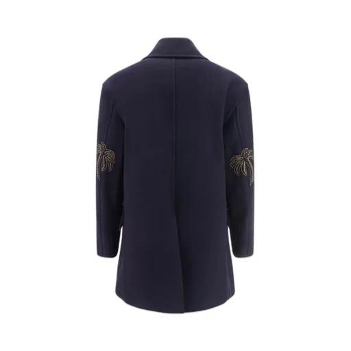 Palm Angels Palm Tree-Embroidered Double-Breasted Coat