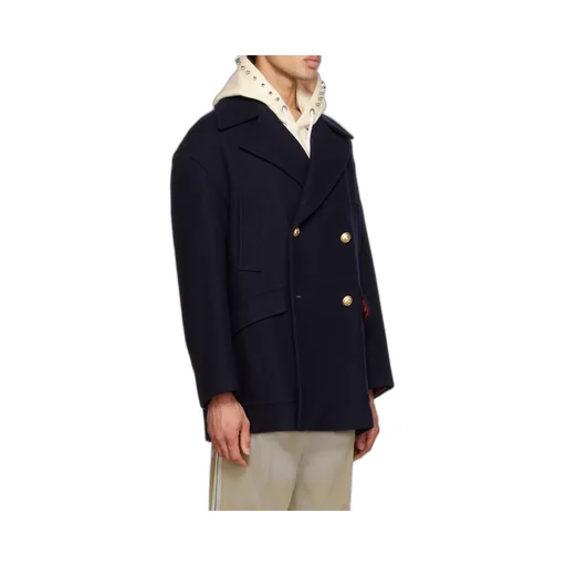 Palm Angels Palm Tree-Embroidered Double-Breasted Coat
