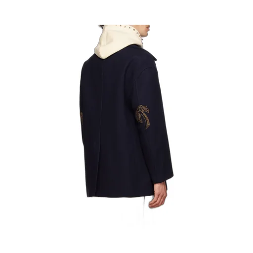 Palm Angels Palm Tree-Embroidered Double-Breasted Coat