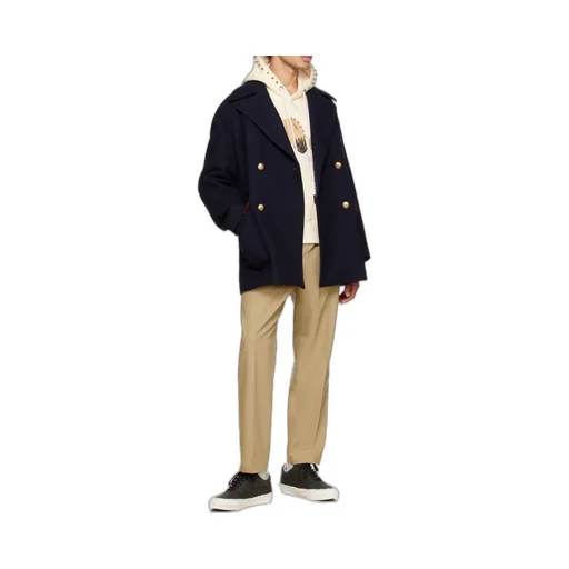 Palm Angels Palm Tree-Embroidered Double-Breasted Coat