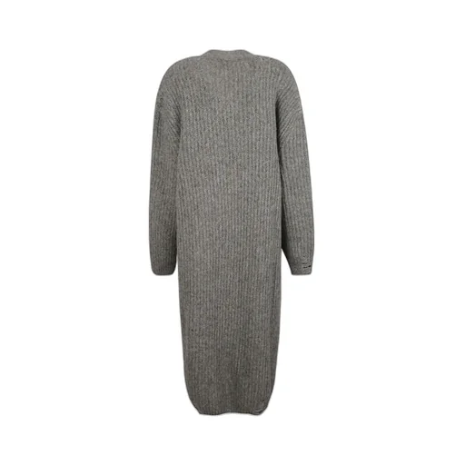 Button-Up Ribbed Long Cardigan