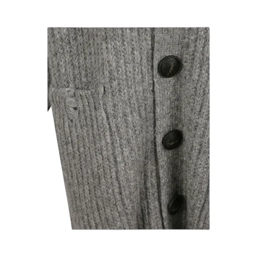 Button-Up Ribbed Long Cardigan