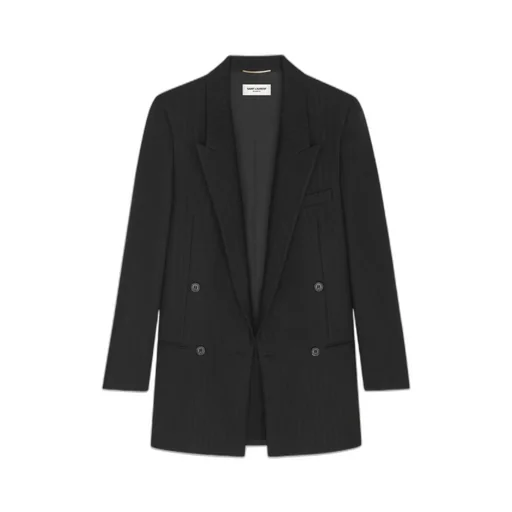 Double-Breasted Oversized Jacket In Striped Wool