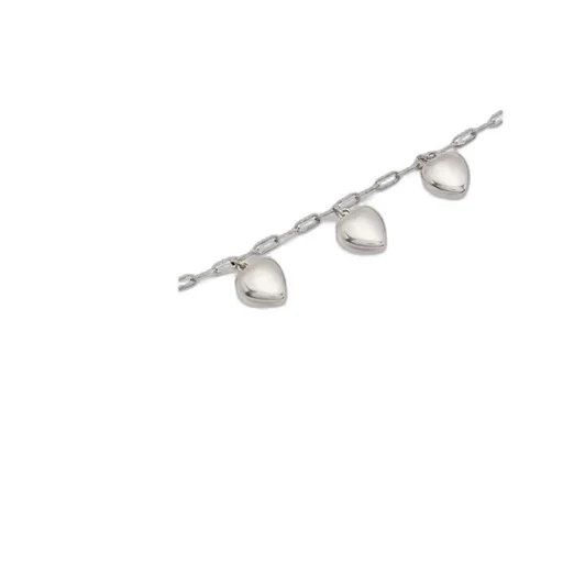 Saint Laurent Heart-Pendant Logo Engraved Chain Bracelet