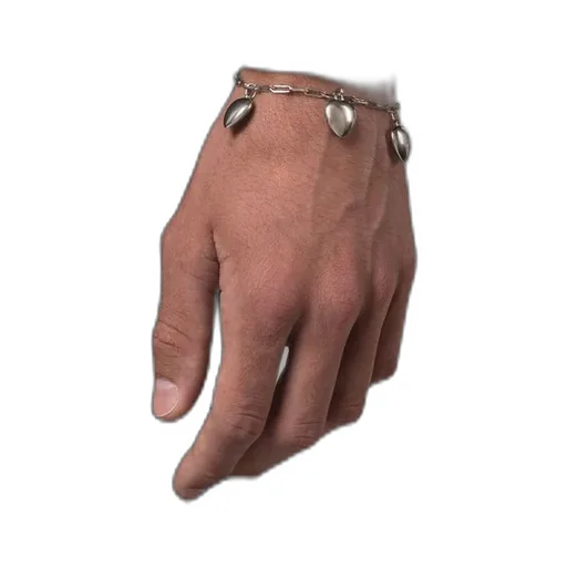 Saint Laurent Heart-Pendant Logo Engraved Chain Bracelet