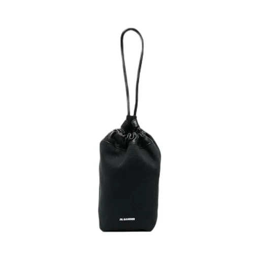 Jil Sander Logo-Printed Drawstring Clutch Bag