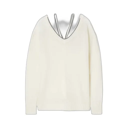 Monili-Detail V-Neck Jumper