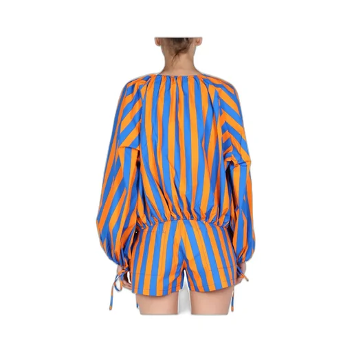 Sunnei Striped Printed Puff-Sleeved Blouse