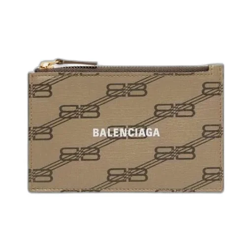 Portamonete Lungo E Portacarte Signature In Tela Rivestita Bb Monogram In Beige