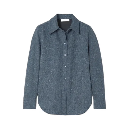 Long-Sleeved Wool Tweed Shirt