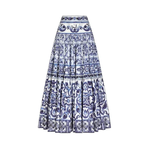 Dolce & Gabbana Majolica-Printed Pleated Maxi Skirt