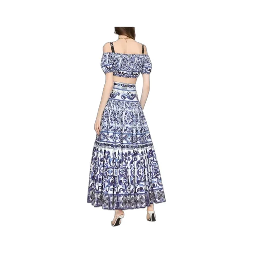 Dolce & Gabbana Majolica-Printed Pleated Maxi Skirt