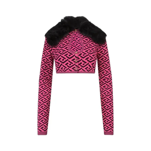 Versace La Greca Printed Cropped Cardigan