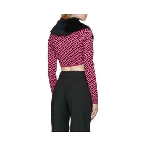 Versace La Greca Printed Cropped Cardigan