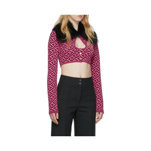 Versace La Greca Printed Cropped Cardigan