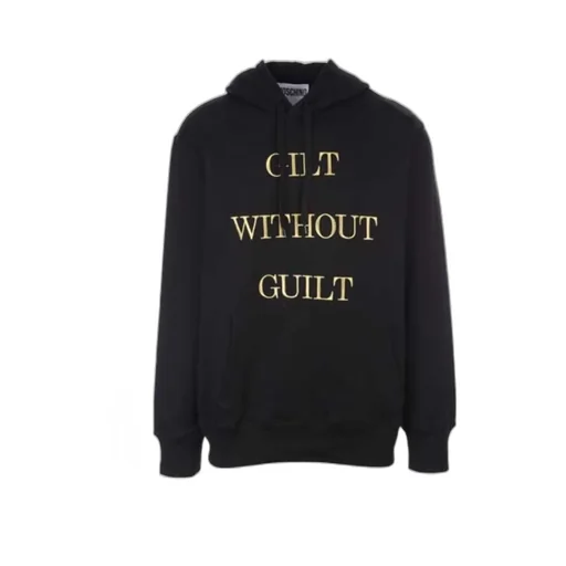 Embroidered-Slogan Long-Sleeve Hoodie