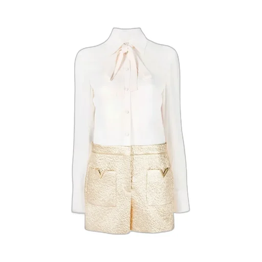 Pussy-Bow Collar Playsuit