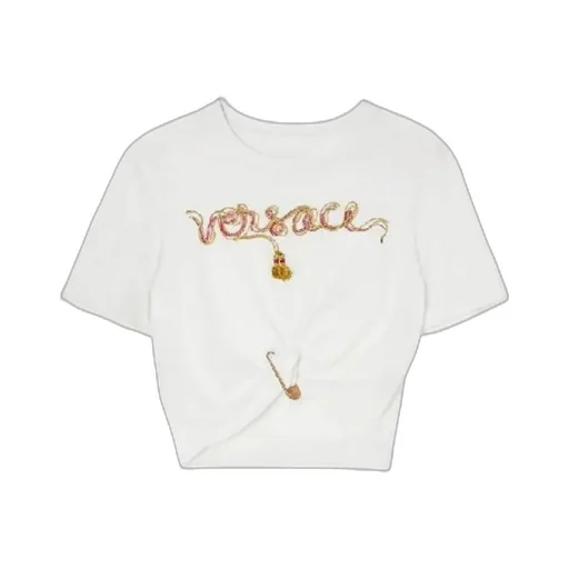 Embellished-Logo Safety-Pin T-Shirt