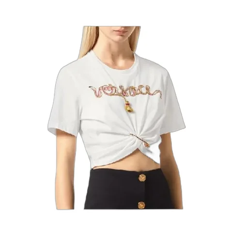 Embellished-Logo Safety-Pin T-Shirt