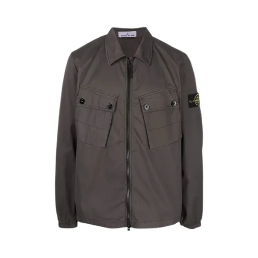 Compass-Patch Zip-Up Shirt