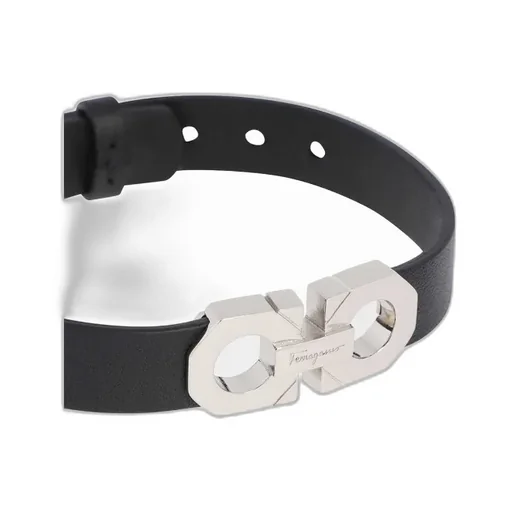 Gancini-Logo Leather Bracelet