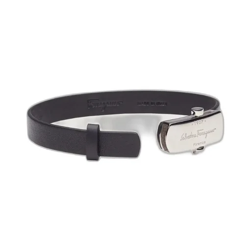 Engraved-Logo Leather Bracelet