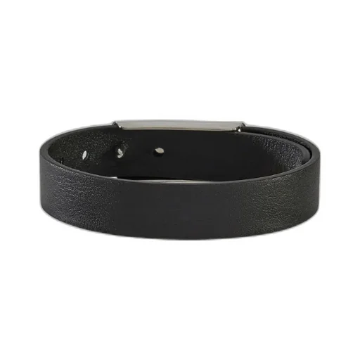 Engraved-Logo Leather Bracelet
