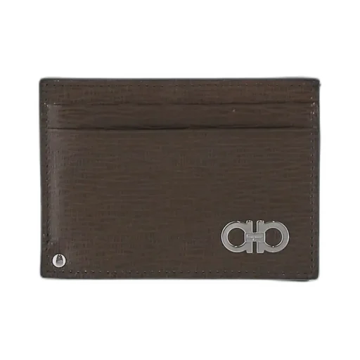 Gancini-Plaque Leather Cardholder