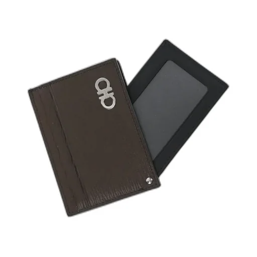 Gancini-Plaque Leather Cardholder