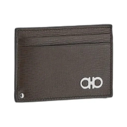 Gancini-Plaque Leather Cardholder