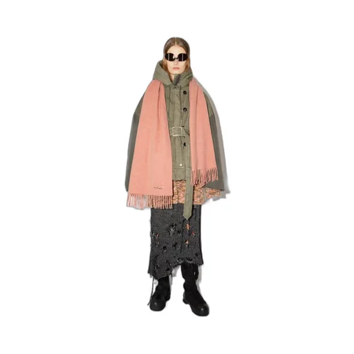Acne Studios Logo Patch Fringed-Edge Scarf