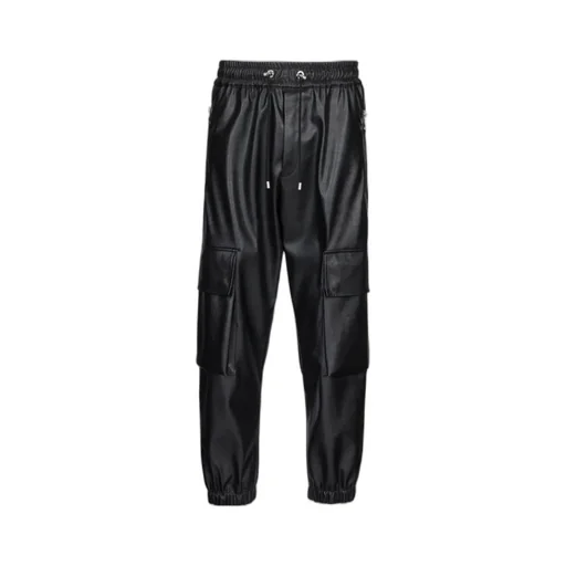 Faux Leather Cargo Trousers