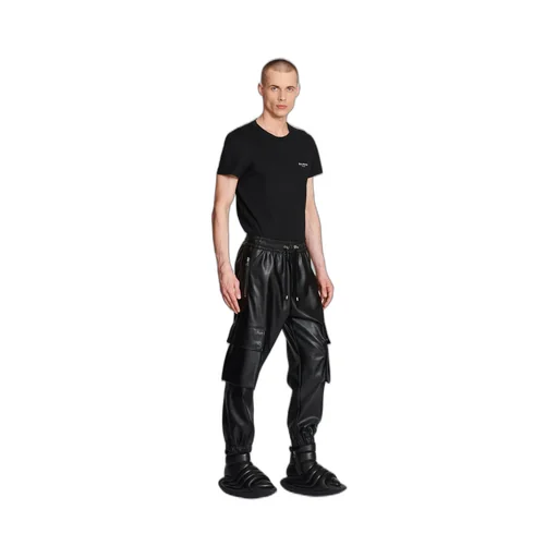 Faux Leather Cargo Trousers