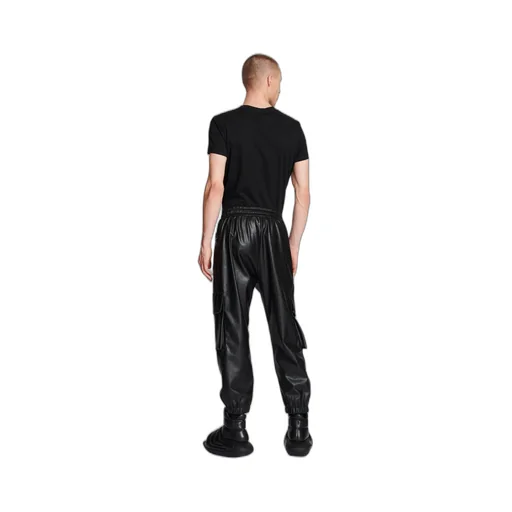 Faux Leather Cargo Trousers