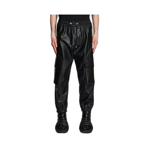 Faux Leather Cargo Trousers