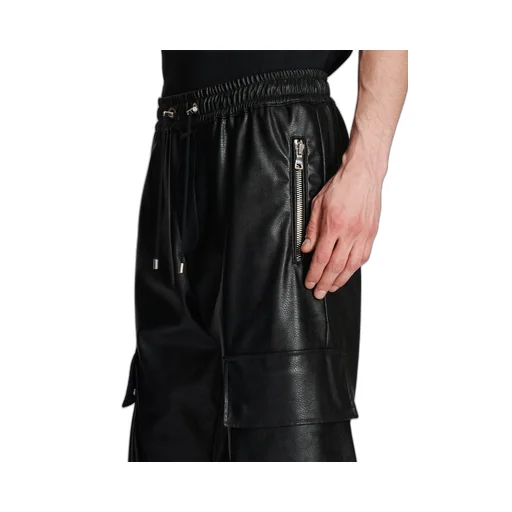 Faux Leather Cargo Trousers