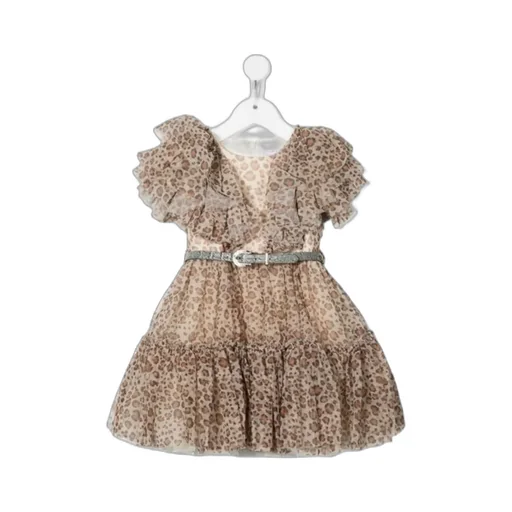 Monnalisa Embellished-Belt Tulle Dress