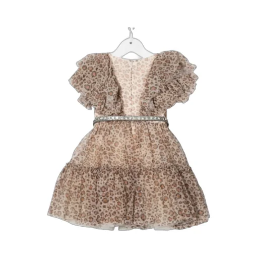 Monnalisa Embellished-Belt Tulle Dress