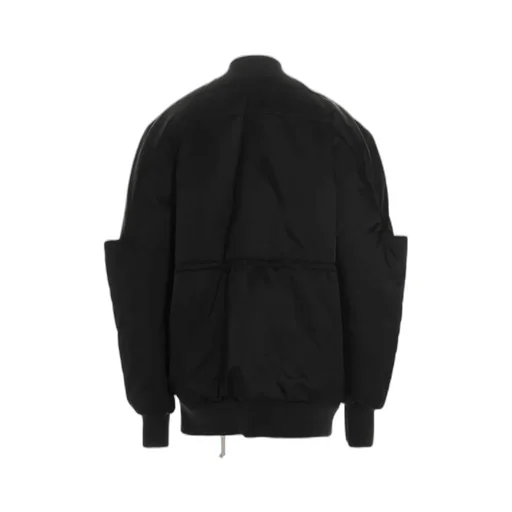Drawstring Waist Girdered Bomber Jacket