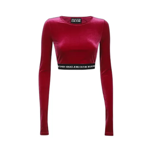 Logo-Waistband Cropped Velvet Top