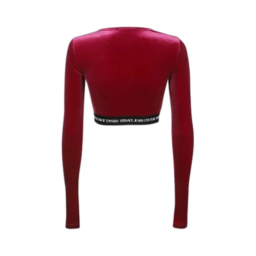 Logo-Waistband Cropped Velvet Top
