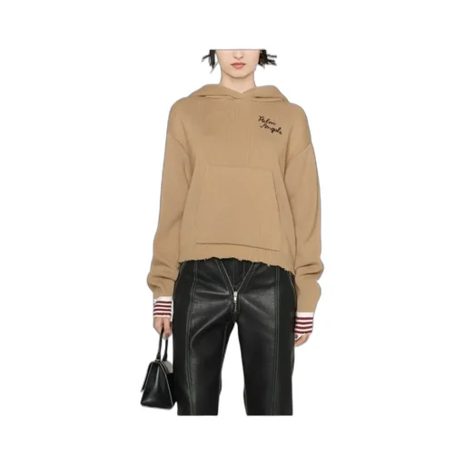 Palm Angels Logo Embroidered Long-Sleeved Knit Hoodie