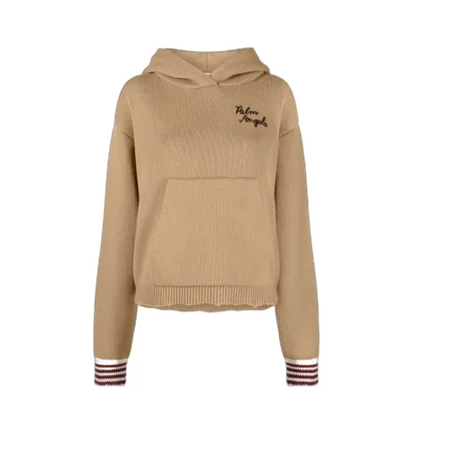 Palm Angels Logo Embroidered Long-Sleeved Knit Hoodie