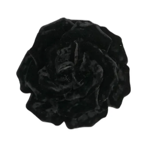 Small Wild Rose Brooch In Crushed Velvet And Metal