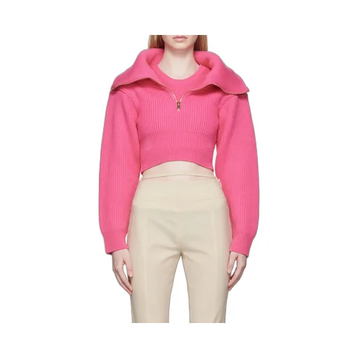 Zip-Up Neck Cropped Jumper